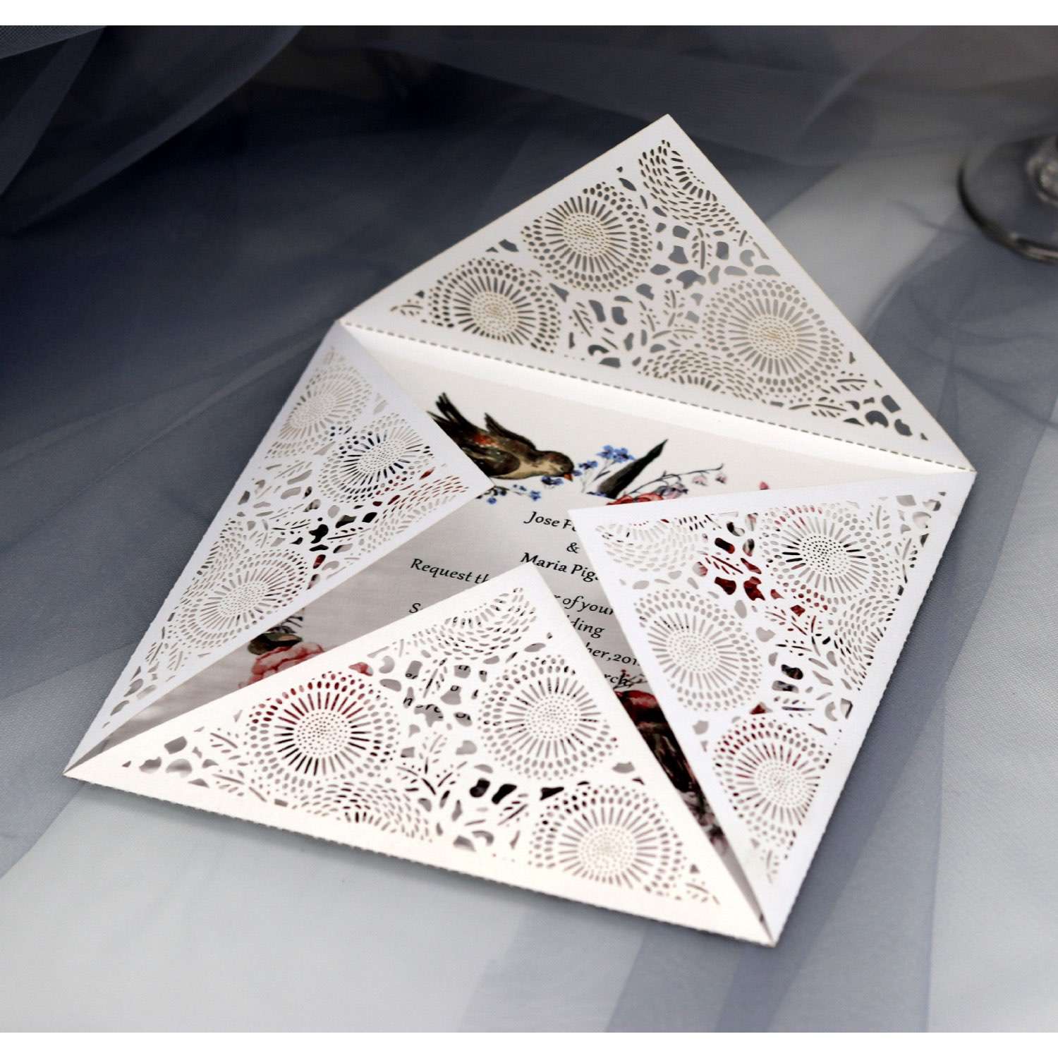 Dark Blue Invitation Card Laser Cut Invitation Card